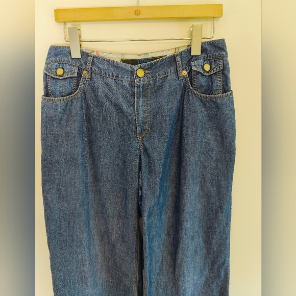 Escada Linen Blend Wide Leg Jeans - US Size 12 - Picture 4 of 12